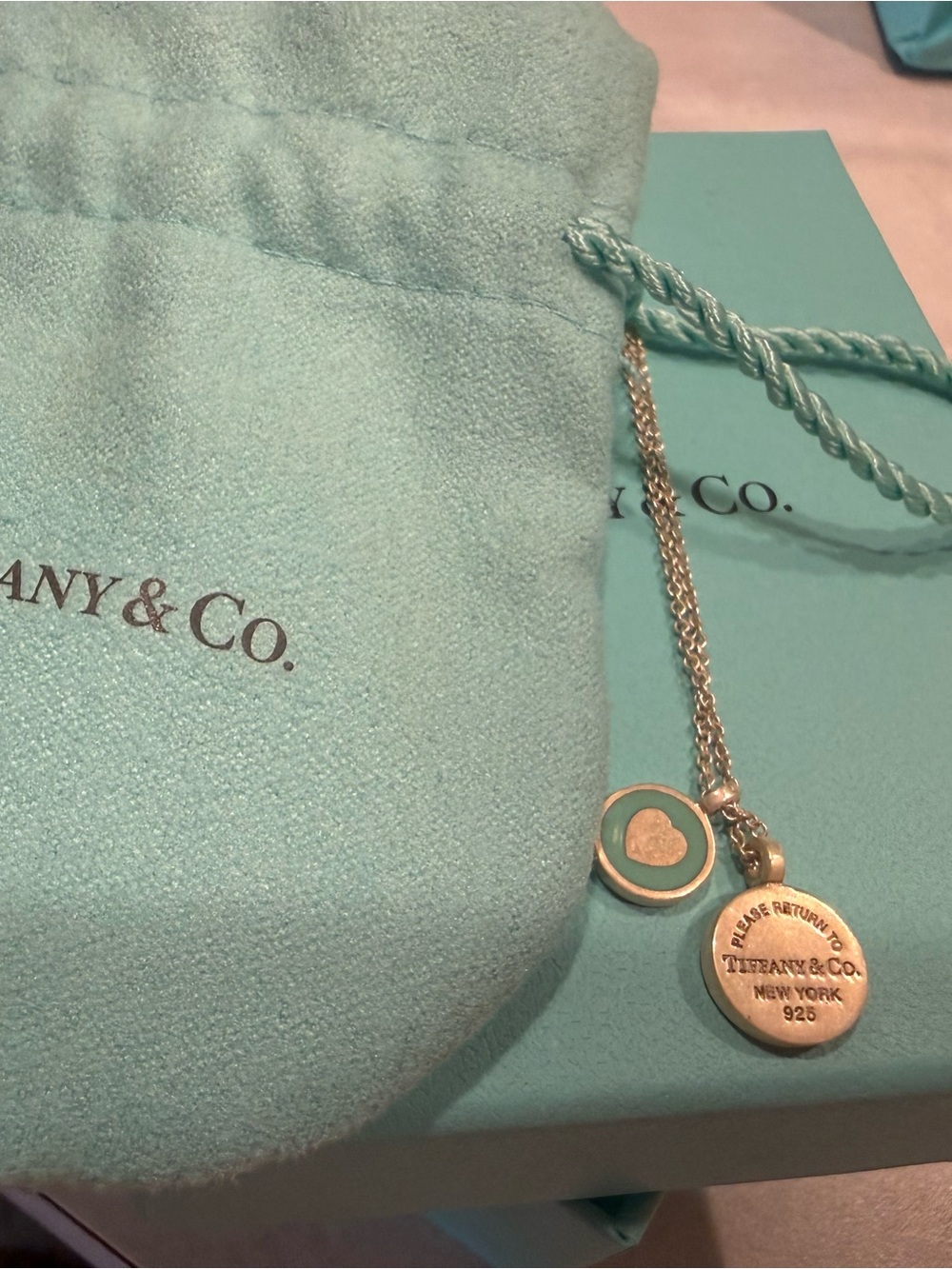 Tiffany & Co. Sterling Heart RETURN TO ME Double Round Necklace